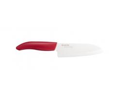 KYOCERA GEN COLOUR Santoku Keramikmesser FK-140WH-RD Santokumesser mit extrem scharfer Keramikklinge für absolut präzise Schnitte. Grifffarbe rot. Klingenlänge: 14 cm