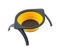 WOHAO Sieb Küche Faltbare Seiher mit Support Stand Obst und Gemüse Seiher Korb Filter Faltbare Ablass Griff Küche Tool-Yellow_China