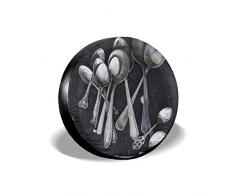 Kncsru Ersatzreifenabdeckungen, silberner Löffel Wasserdichter, staubdichter Universal-Reifenschutz für Reifen 14 Zoll