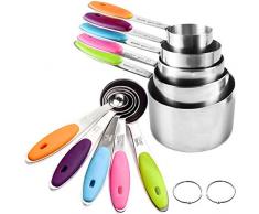 OITUGG Messlöffel Sets, Edelstahl Backlöffel mit Silikon Griff, Backen Messwerkzeuge für trockene und flüssige Zutaten (10 Pieces)