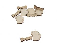 Kreativknoten Streudeko Set aus Birke/mit eingravierten Details – perfekt zum Schmücken und Basteln/Motiv Bierkrug und Prost (20)