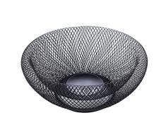 Flushzing Double Wall Ineinander greifen Dekorative Obstkorb Metal Mesh Snack Schüssel Center Küche Halter - Schwarz