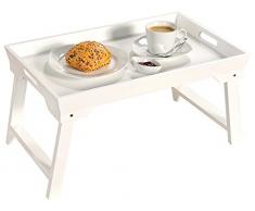 Betttablett Serviertablett faltbar Frühstückstablett mit Klappgestell, weiß Tabletttisch 52 x 32 cm Höhe: 27 cm