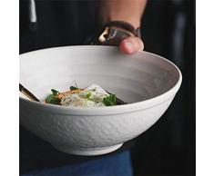 Canju Geschirr/Besteck/Outdoor/Camping Geschirr Keramik Großer Obstsalat Suppe Ramen Nudeln Nudelschüssel Mischen Servieren Kochschüsseln Mikrowellengeeignet 7,2 Zoll Weiß