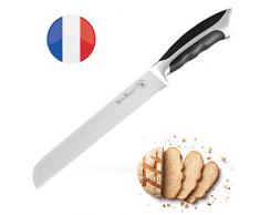 ROSMARINO Brotmesser mit Wellenschliff - Küchenmesser aus Spezialklingenstahl - Kochmesser mit Ergonomisches Griff, Gesamtlange 34 cm, Klinge 21 cm