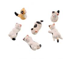 Set von 6 Japanische Keramik LUCKY CAT Stäbchen Löffel Gabel Halter Rack