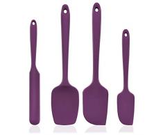 U-Taste Silikon Spatel Teigschaber Silikon Hitzebeständig 315℃ Spatulas Set, BPA-Frei Einteiliges Nahtloses Design Antihaftgummi mit 18/8 Edelstahlkern Küchenhelfer Utensilien (Violett 4-Teiliges Set)