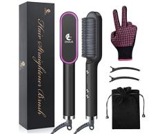 Haarglätter Bürste, CNXUS Glättbürste mit Anti Verbrühen, 30 Sekunden PTC Keramikheizung Technologie, Auto abgeschaltet, 5 Einstellbare Temperatur and Tragbare Frizz-Free Elektrischer Glättungbürste