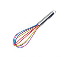 Sayla Silikon Schneebesen mit Edelstahlgriff Rührbesen Handschneebesen Milchaufschäumer Milch Mixer Küchengeräte Edelstahl Griff Schneebese zum Mischen, Schlagen, Schlagen, Rühren (Regenbogen)