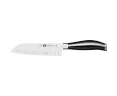 Zwilling 30348-181-0 Twin Cuisine Santokumesser mit Kullen, Rostfreier Spezialstahl, Zwilling Sonderschmelze, querliegender Vollerl, Kunststoff-Schalen, 180 mm, schwarz
