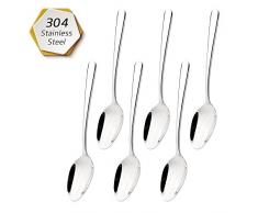 FOXAS Suppenlöffel 6er Set Menülöffel Tafellöffel Edelstahl Müslilöffel