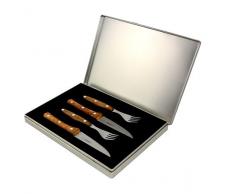 Unbekannt Giesser Messer 4 TLG. Steakbesteck in Alu-Box mit Olivenholzgriffen, dreifach vernietet