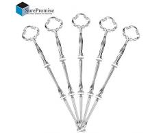 *Original bei Sofortdeins* 5 x Blume Motive mini Metallstangen Mittellochausstech für 2 bis 3 Etage Etagere Etagenplatte Hochzeitstorte Tortenständer 21cm (Silber)