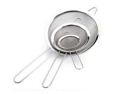 Voarge Sieb - Feinmaschig Küchensieb - Abtropfsieb, Profi feinmaschig Küchensieb Set Mehlsieb Passiersieb, Feinmaschig Küchensieb Mehlsieb Set 8/12/18 cm, aus Edelstahl