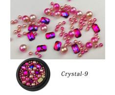MFKW Crystal 3D Nail Art Dekorationen Strass Strass Glasset Strasssteine ​​für Nägel Charms Diamond Box Zubehör, Crystal 09