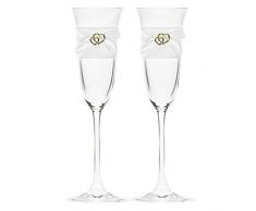 2er Set Champagner-Gläser Hochzeit Sektgläser mit Herzen Liebe 2X Champagner-Glas von Haus der Herzen ®