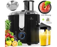 KESSER® Entsafter für Obst und Gemüse aus Edelstahl 1100W große 85 mm Einfüllöffnung inkl. Reinigungsbürste und Saftbehälter 3 Geschwindigkeitsstufen, Saftpresse Juicer (Schwarz/Silber)