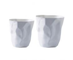 LOVIVER 2 Stück Weißer Kunststoff Blumentopf Garten Pflanzer Abfallkörbe Mülleimer Mülleimer