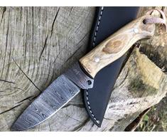 Perkin Damastmesser Jagdmesser Mit Scheide Scharf SK500