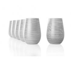 Stölzle Lausitz Becher Olympic Twister, 465 ml, 6er Set, in weiß (matt) und Silber, universell einsetzbar, für Wasser, Säfte, Cocktails, Wein, Windlicht, Vase, spülmaschinenfest