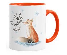 Tasse Weihnachten Baby it`s cold outside Spruch Fuchs Winter Schnee Fox Weihnachtsbecher Weihnachtstasse Autiga® orange unisize