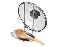 Delaman 1 Stück Topfdeckelhalter Deckelhalter aus Edelstahl Löffel Halter Löffel-Ständer