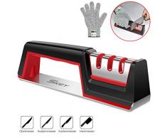 SKEY Messerschärfer, Messerschleifer Knife Sharpener Messerschaerfer mit 3 Stufen Messer Schärfen Enorm Effektiv für Edelstahl und Keramikmesser Aller Größen, Rutschfestem Unterseite