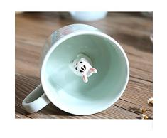 Kaffee-Milch-Tee-Keramik-Becher - 3D Tier-Morgen-Schale beste Geschenk Für Morgengetränk und Hochzeiten, Geburtstage, Vatertag BigNoseDeer (Hase)
