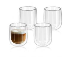 Navaris 4x doppelwandige Gläser 350ml - Thermogläser für Cappuccino Latte Macchiato Tee Wasser Cola Cocktails - 4er Set Kaffeegläser Borosilikat