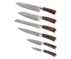Wakoli 6er Damastmesser Profi Messerset mit Geschenkbox, VG-10, Klingen von 19,50 bis 33,50 cm Länge, sehr hochwertiges Damast Messer Set, japanische Damaszener Küchenmesser mit Pakkaholzgriffen