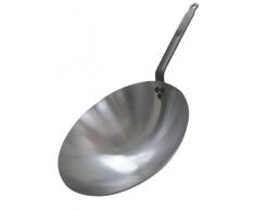 De Buyer 5114.35 Wok abgerundet, Edelstahl, weißes Blech, länglicher Stiel