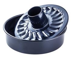 Dr. Oetker Garantieform mit Flach- und Rohrboden Ø 28 cm BACK-LIEBE EMAILLE, runde Backform mit schnitt- & kratzfester Emaille-Versiegelung, Kuchenform mit 2 Böden (Farbe: Blau), Menge: 1 Stück