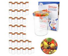 MamboCat 50er 435 ml Sturzglas-Set | Einmachgläser + Twist-Off-Deckel Obst Gelbe Birne + Gratis Rezeptheft | einkochen & konservieren | backofengeeignet