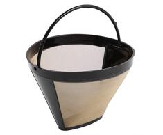 ranrann Größe 4 Kaffeefilter Permanent Kaffee Tee Filter aus Edelstahl Dauerfilter Ersatzfilter Spülmaschinengeeignet Kaffeemaschine Zubehör Gold One Size