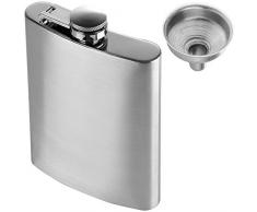 Anpro Edelstahl Flachmann und Trichter Set, 8 oz. 227ml, Silber, MEHRWEG
