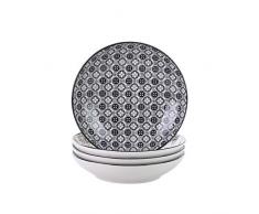 Vancasso Haruka Suppenteller aus Porzellan, 4-teilig Tiefteller, Ø 21,5 cm Teller Set,700ml