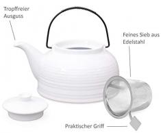 Teekanne / Kanne Nelly 1,5l weiss mit Stahlsieb (Kanne und Deckel weiss)