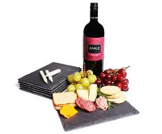 Kleine Schieferplatten von Juvale (6-teiliges Set) – Perfekt als Frühstücksbrett, Servierplatte, Serviertablett - Für Käse, Aufschnitt, Tapas, Sushi - Kreide inkl., Grau, 15,2 cm x 0,3 cm x 22,2 cm