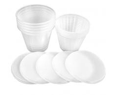 5 Behälter + 5 Käseformen fuscelle Cheese Form + 5 Abdeckung Für die Produktion von Käse, Hüttenkäse, Tofu im Haus