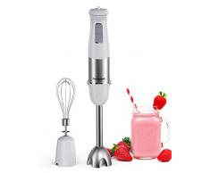 Stabmixer, homgeek 2 in 1 Stabmixer Set Edelstahl, 1000 Watt Pürierstab mit Schneebesen, 6 Geschwindigkeiten Einstellbar, 2 Scharf Edelstahl-Mixfuß, EasyClick System, Weiß [2020 Neue Version]