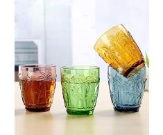 CXK Farbbecher Champagnerbecher Cocktailglas Whiskybecher Kristallskulptur Saftglas Becher Weinglas Glasgetränk, 4-TLG