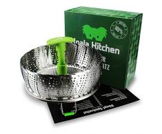 Edelstahl Dampfgarer Einsatz für Baby-Nahrung geeignet von Koala Kitchen - Faltbarer Dämpfeinsatz für Kochtöpfe - Kartoffeldämpfer, Gemüsedämpfer, Dünsteinsatz