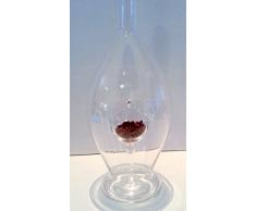 Karaffe bauchige Glasflasche mit Edelsteinen Kristallglaskaraffe mit rotem Karneol innen mundgeblasen Füllmenge 0,5 Liter Höhe ca. 30 cm Oberstdorfer Glashütte