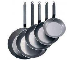 DE BUYER 5110.26 Runde Lyonnaise Bratpfanne aus schwerem Eisenstahl 26 cm