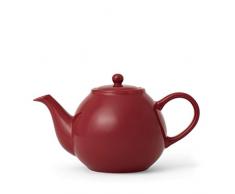 Teekanne Porzellan mit Henkel Tropffrei, inklusiv Sieb für losen Tee, modernen Design, 0,8 Liter, Rot