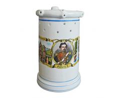 Geschenkbox Lochkrug Zauberkrug Maßkrug Bierkrug Vexierkrug aus Porzellan mit König-Ludwig-II.-Motiv, 760 ml