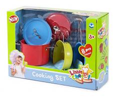 Spielküche Kochtopf Set aus Metall bunt mit Küchenzubehör