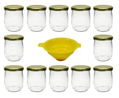 mikken 12 x Einmachglas 415 ml mit Schraubverschluss inkl Einmachtrichter