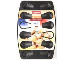 Zenker Madeleines Backblech, Backform mit Antihaftbeschichtung für 12 Bärentatzen, Form in schwarz für kleine Snacks (Kuchenform: ca. 390x260x10 mm), Menge: 1 Stück