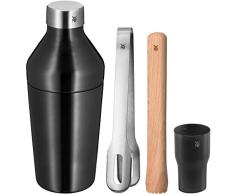 WMF Baric Cocktail Set, 4-teilig, Bar-Set mit Shaker, Barmaß, Eiszange, Holz Stößel, Matrjoschka, ineinander verstaubar, Geschenkkarton